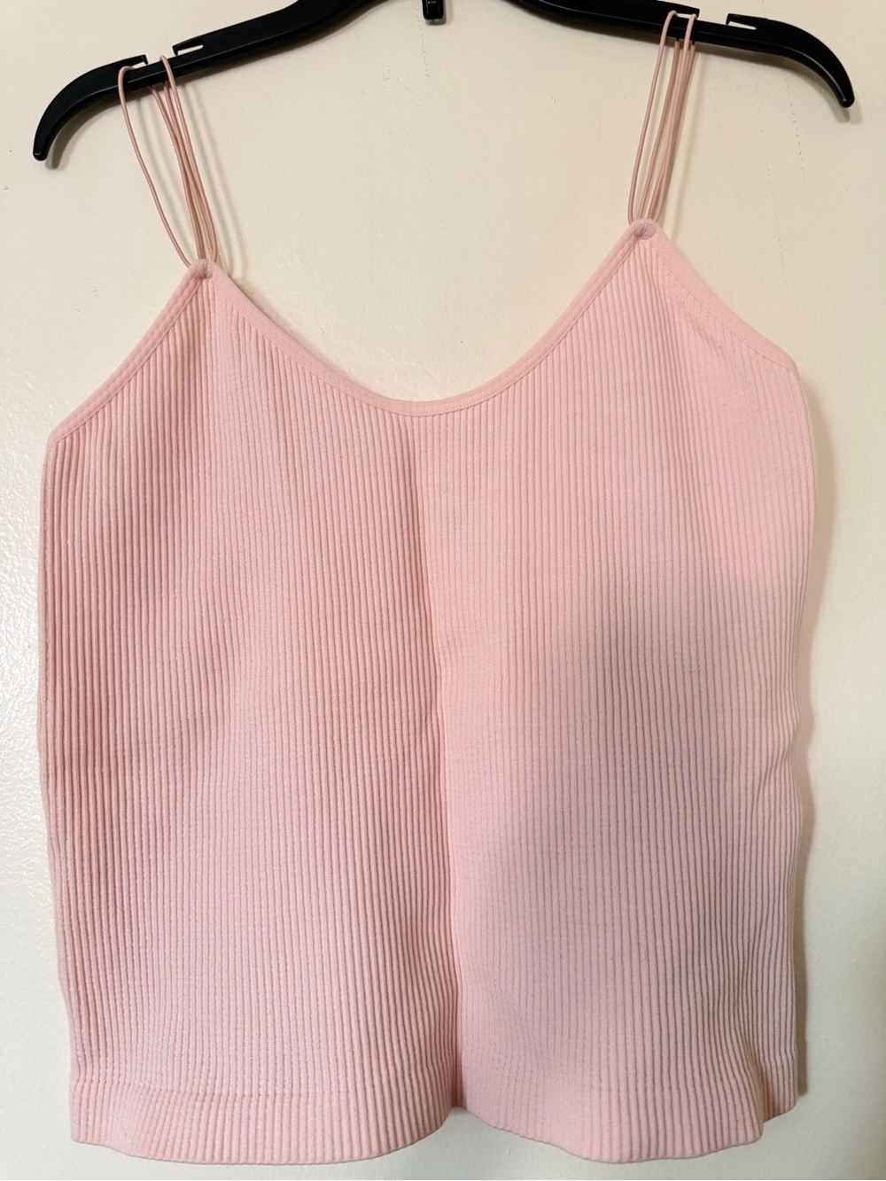 *BRAND NEW* H&M Soft Baby Pink Double Spaghetti Straps Cami Ribbed Knit Tank Top